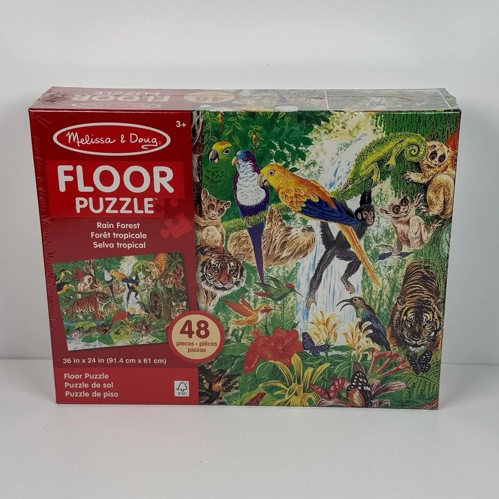 Melissa & Doug Rain Forest Floor Puzzle 3x2 ft 48 Pieces Ages 3+ Toddler